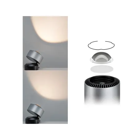 L à poser Lento grad LED 1x3,5W Noir/Alu brossé 230V aluminium - Pa...
