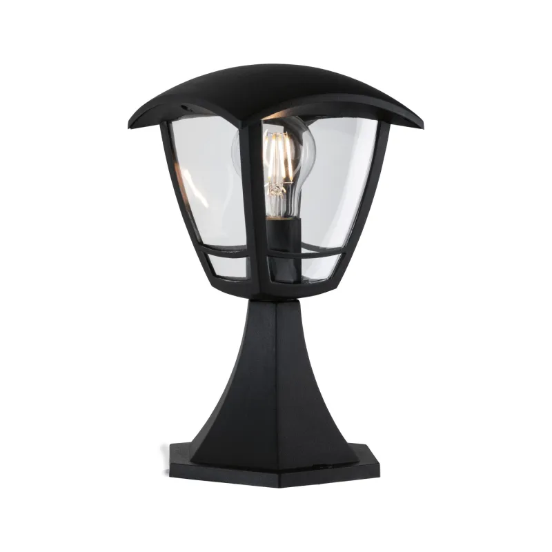 Culot extérieur 230V Classic Curved IP44 E27 Verre clair/Noir sans ...