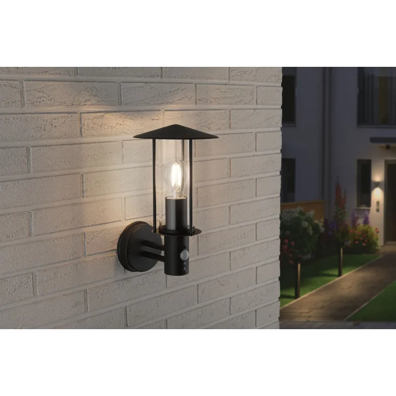 Applique extérieur 230V Classic Sensor IP44 E27 Métal/Verre Dark Gr...