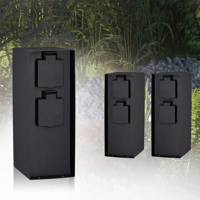 RIO Colonne prises extérieur 230 V x 4 IP44 Acier inoxydable anthra...