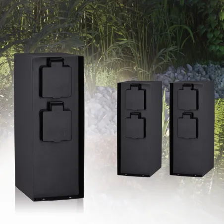 RIO Colonne prises extérieur 230 V x 4 IP44 Acier inoxydable anthra...