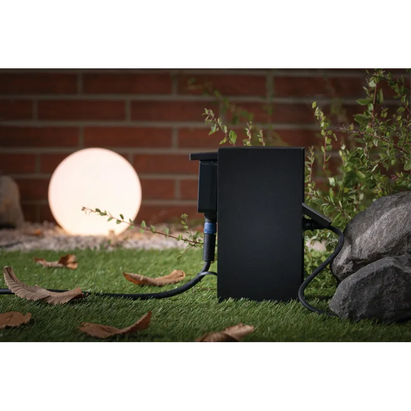 RIO Colonne prises extérieur 230 V x 4 IP44 Acier inoxydable anthra...