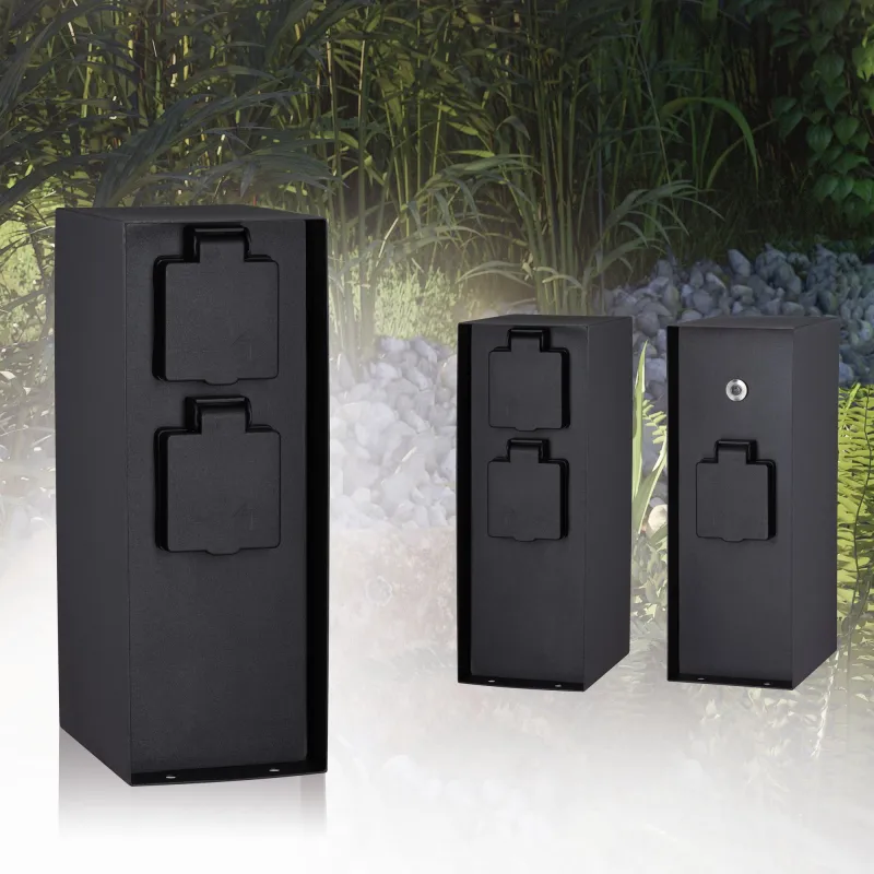 RIO Colonne prises ext détect mvt IP44 230V acier inoxydable anthra...