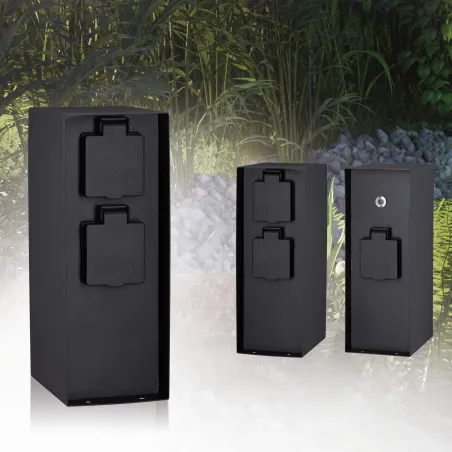 RIO Colonne prises ext détect mvt IP44 230V acier inoxydable anthra...