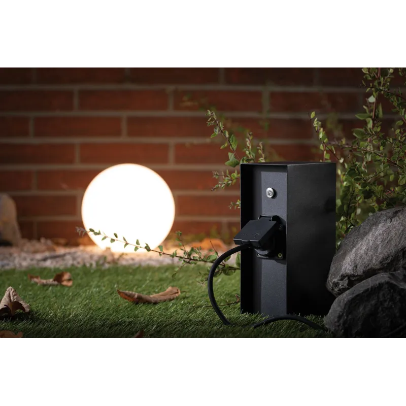 RIO Colonne prises ext détect mvt IP44 230V acier inoxydable anthra...