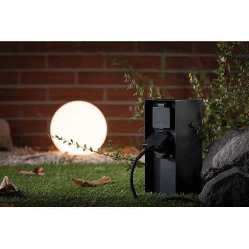 RIO Colonne prises ext détect mvt IP44 230V acier inoxydable anthra...