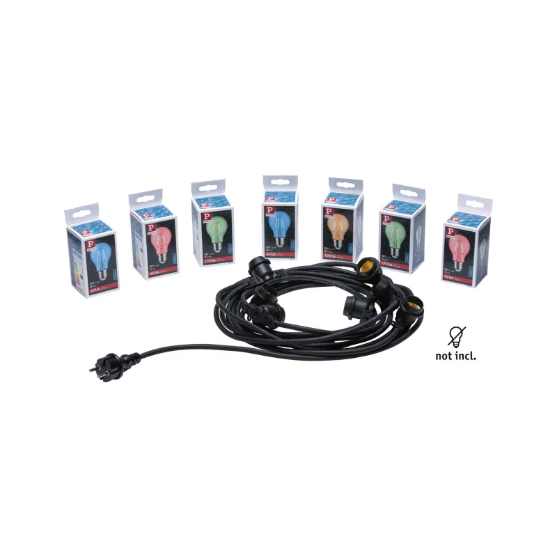 Guirlande ext. 230V IP44 7xE27 8,5m noir - Pas cher