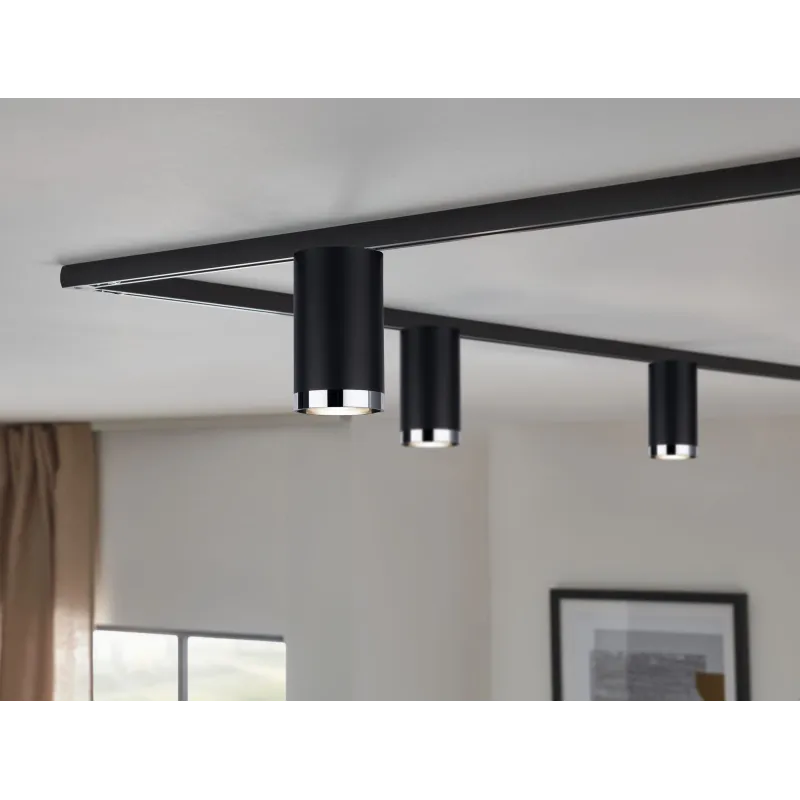 Spot URail Tube max 10W GU10 Noir mat/Chrome 230V - Pas cher