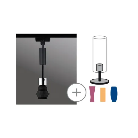Susp URail 2Easy Basic max. 20W E27 Noir mat/Chrome 230V Métal/plas...