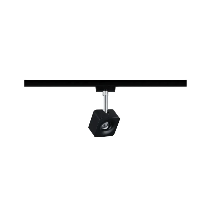 Spot URail Cube 1x8W Noir mate Chrome 230V mét/plas Met/Kst 2700K g...