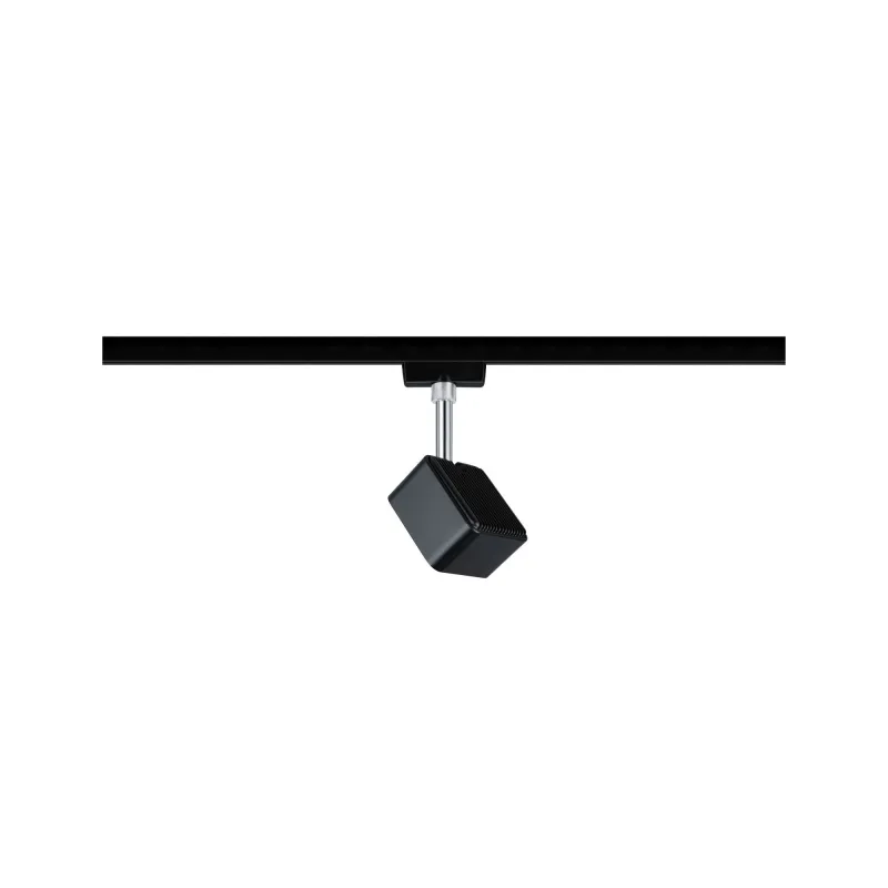 Spot URail Cube 1x8W Noir mate Chrome 230V mét/plas Met/Kst 2700K g...