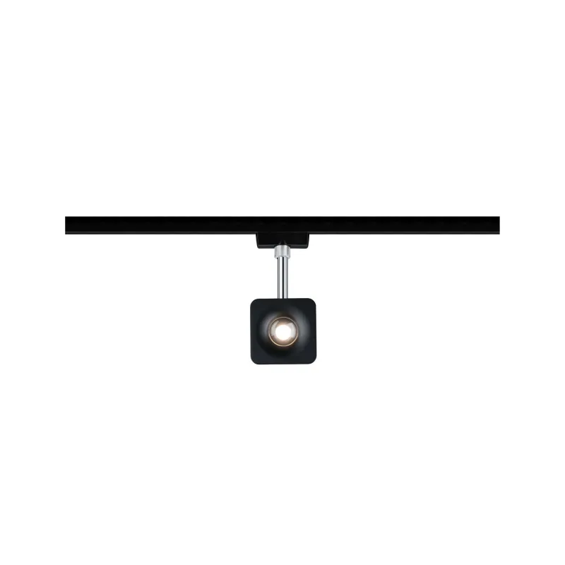 Spot URail Cube 1x8W Noir mate Chrome 230V mét/plas Met/Kst 2700K g...