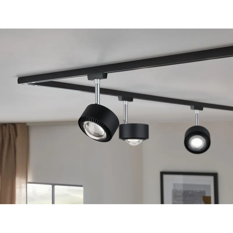 Spot URail Aldan 1x9W Noir mat/Chrome 230V mét/plas Met/Kst 2700K  ...