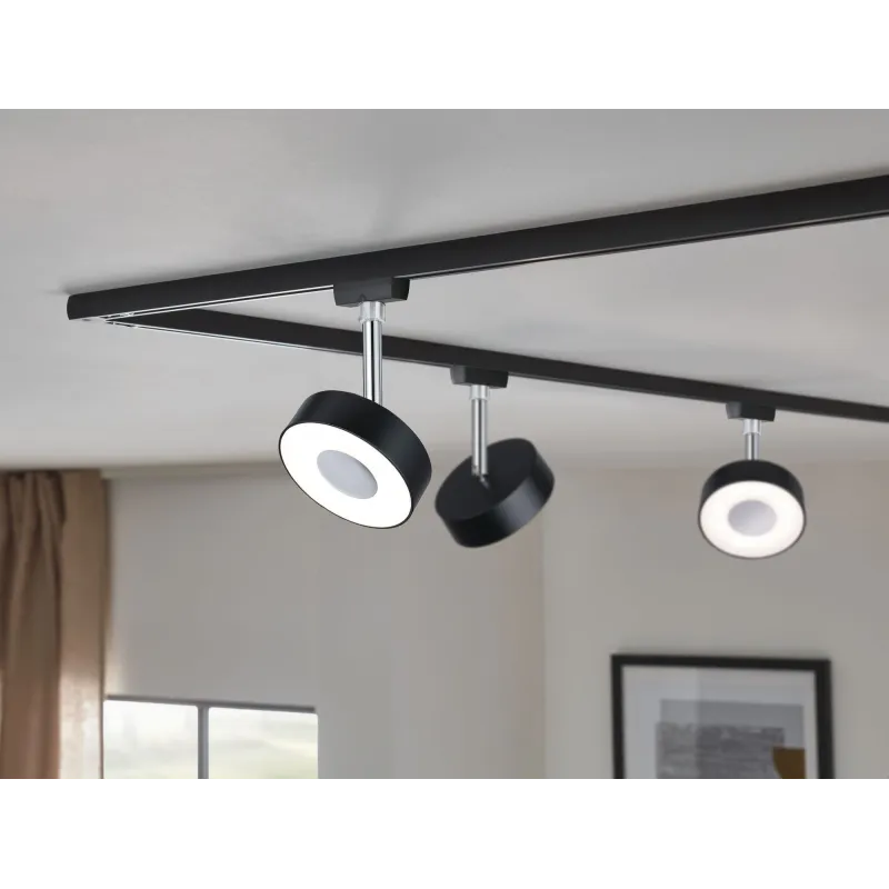 Spot URail Circle 1x5W Noir mat/ Chrome 230 V métal/plastique 4000K...