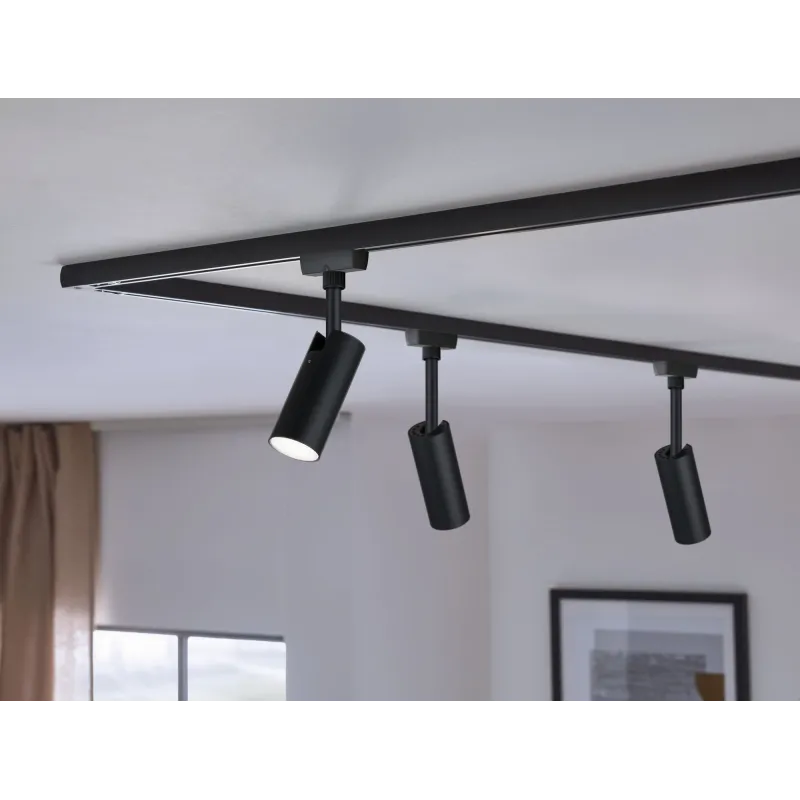 Spot URail Tubo 1x5W Noir dépoli/Chrome 230V Métal 4000K non gradab...