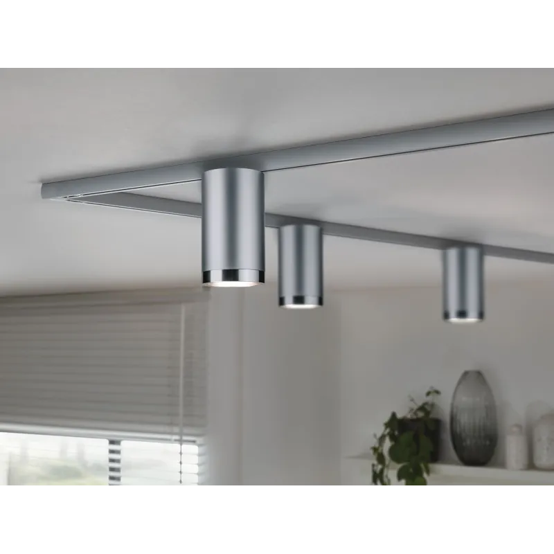 URail Spot Tube max1x10W GU10 Chrome dépoli/Chrome métal - Pas cher