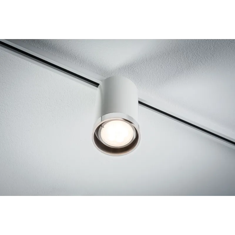 URail Spot Tube max1x10W GU10 Blanc /Chrome Métal - Pas cher