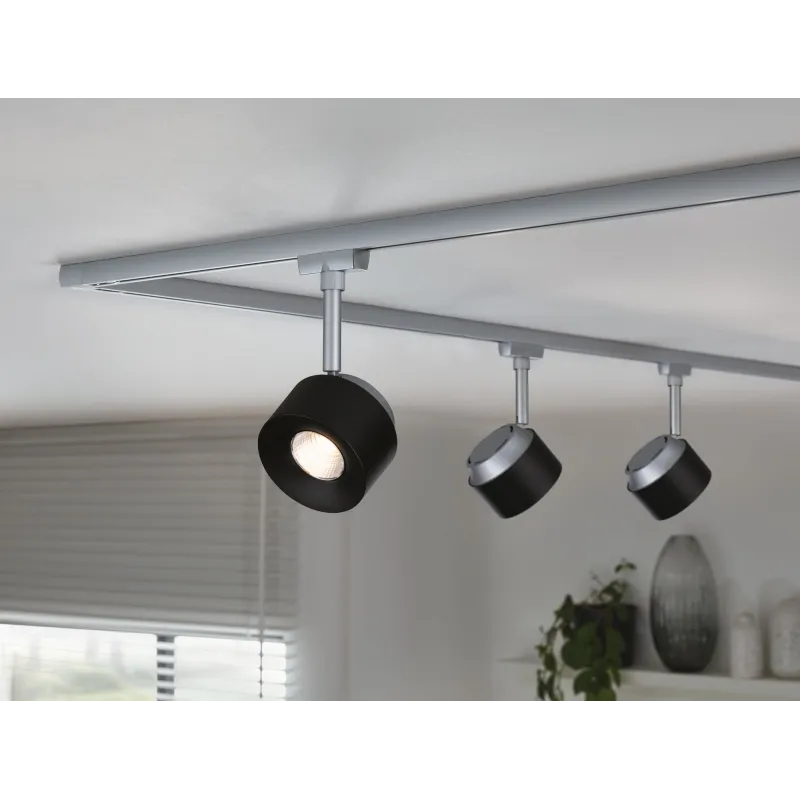 Spot URail Pane 1x7W noir/chrome mat 230V métal/plastique gradable ...