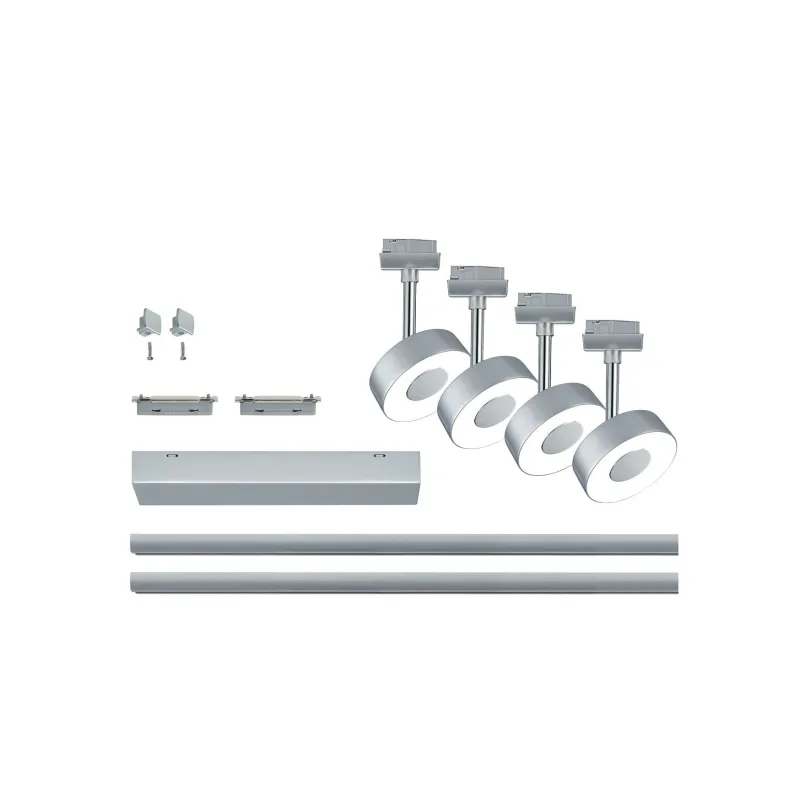Kit URail Circle 4x5W Chrome mat/Chrome 230 V, métal/plastique - Pa...
