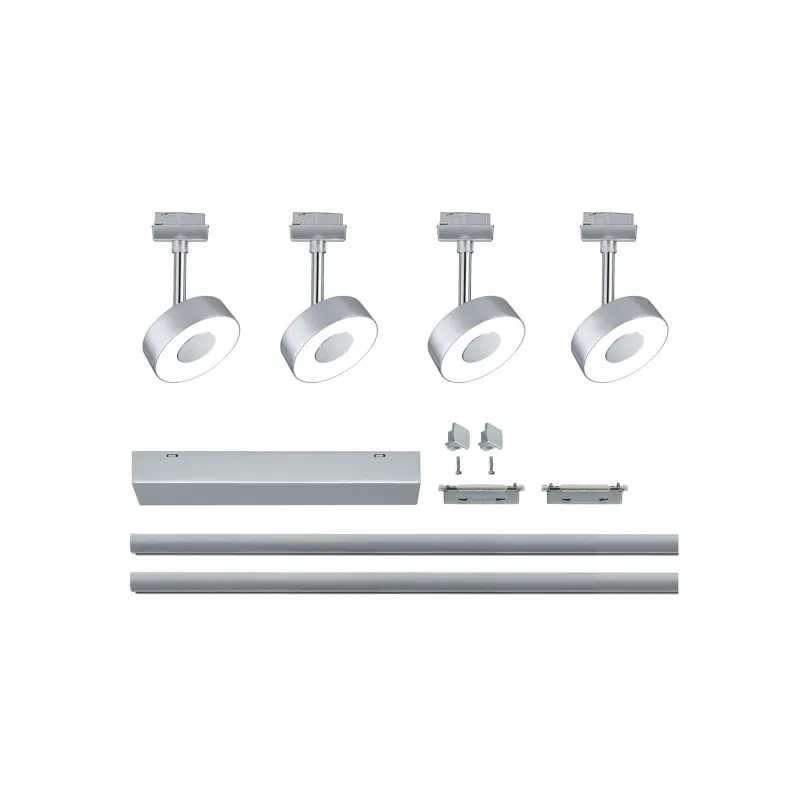 Kit URail Circle 4x5W Chrome mat/Chrome 230 V, métal/plastique - Pa...