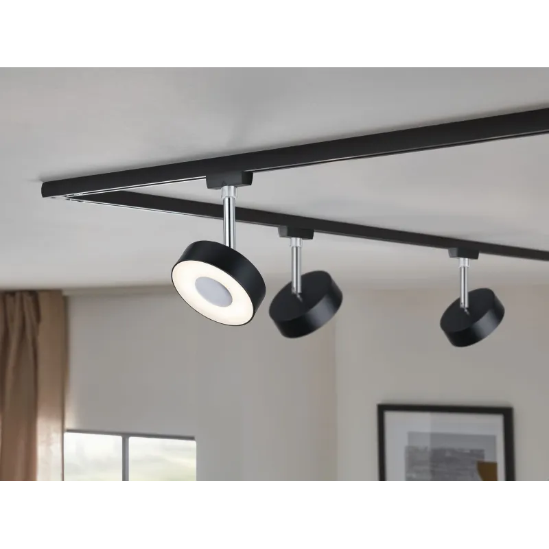 Spot URail Circle 1x5W Noir mat/ Chrome 230V Métal/plastique 2700K ...