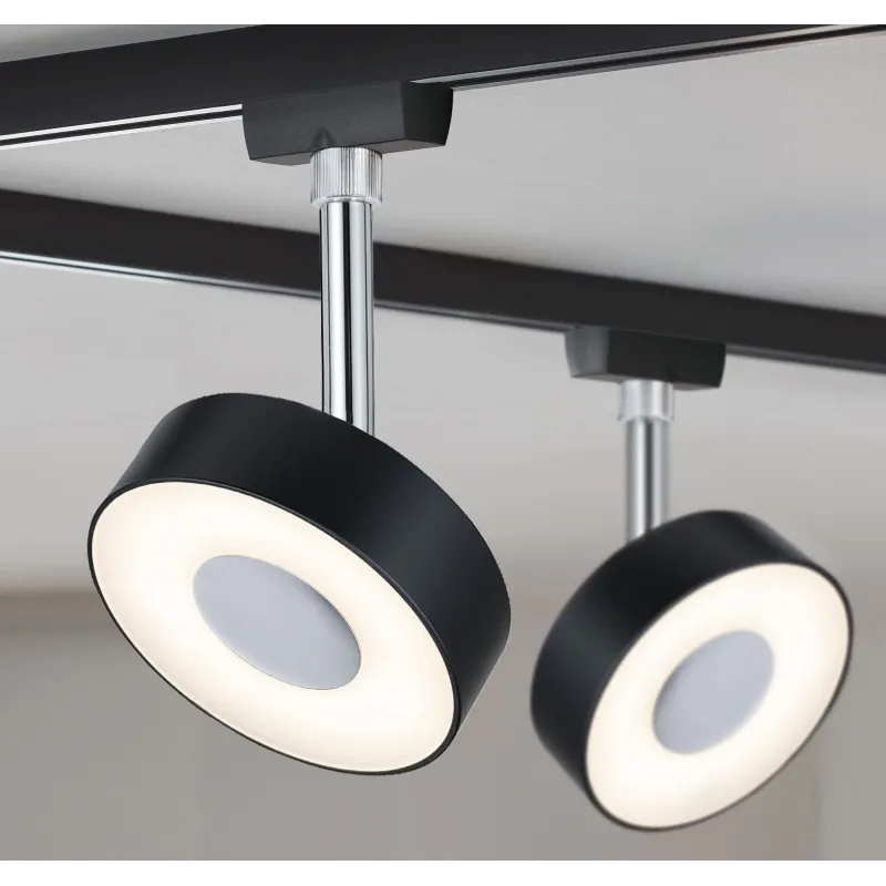 Spot URail Circle 1x5W Noir mat/ Chrome 230V Métal/plastique 2700K ...
