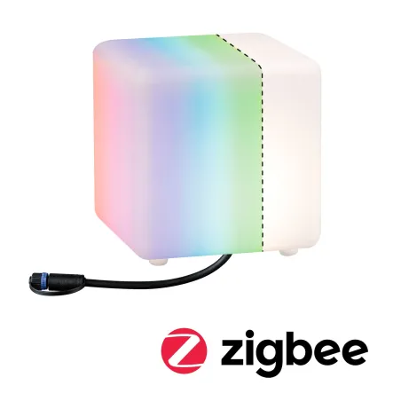 Objet lumineux ext. Plug&Shine Cube IP67 RGBW 24V ZigBee - Pas cher