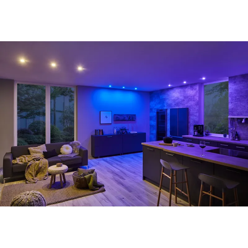 Kit enc Nova Plus ZB Coin RGBW rond ori LED 1x2,5W 230V 51mm acier ...