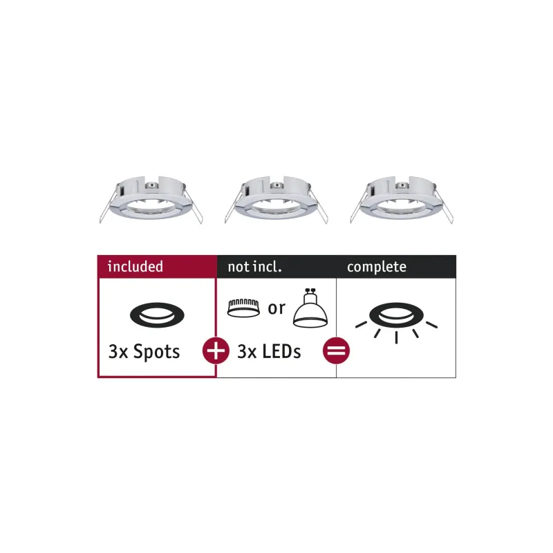 ENC Choose 3 spots fixes max 3x10W Chrome alu 230V 51mm - Pas cher