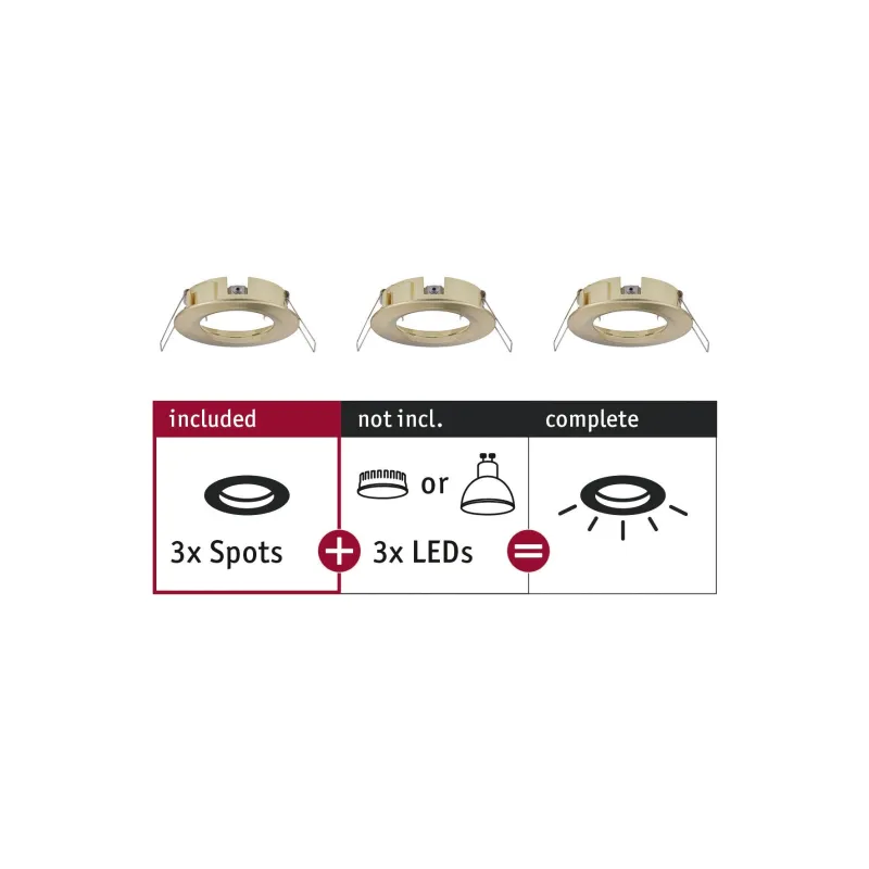 ENC Choose 3 spots fixes max 3x10W Laiton bros alu 230V 51mm - Pas ...