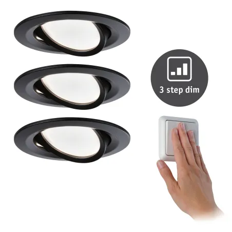 ENC Nova Coin 3 niv grad rond Noir LED 3x6,5W 2700K 230V Noir mat/A...