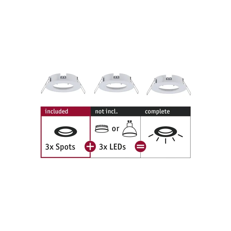 ENC Choose 3 spots fixes max 3x10W Blanc dépoli alu 230V 51mm - Pas...