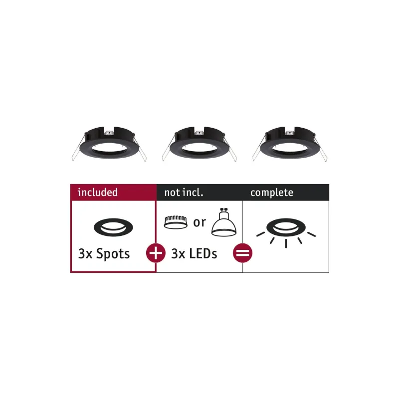 ENC Choose 3 spots fixes max 3x10W Noir mat alu 230V 51mm - Pas cher