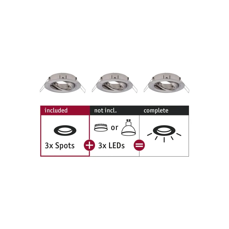 ENC Choose 3 spots orientables max 3x10W 230V 51mm acier bros alu -...