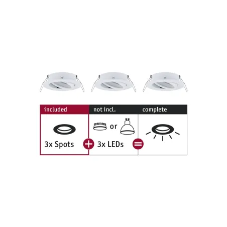 ENC Choose 3 spots orientables max 3x10W 230V 51mm Blanc dépoli alu...