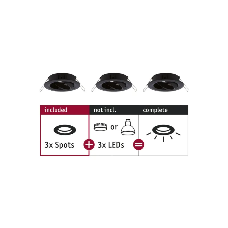 ENC Choose 3 spots orientables max 3x10W 230V 51mm Noir mat alu - P...