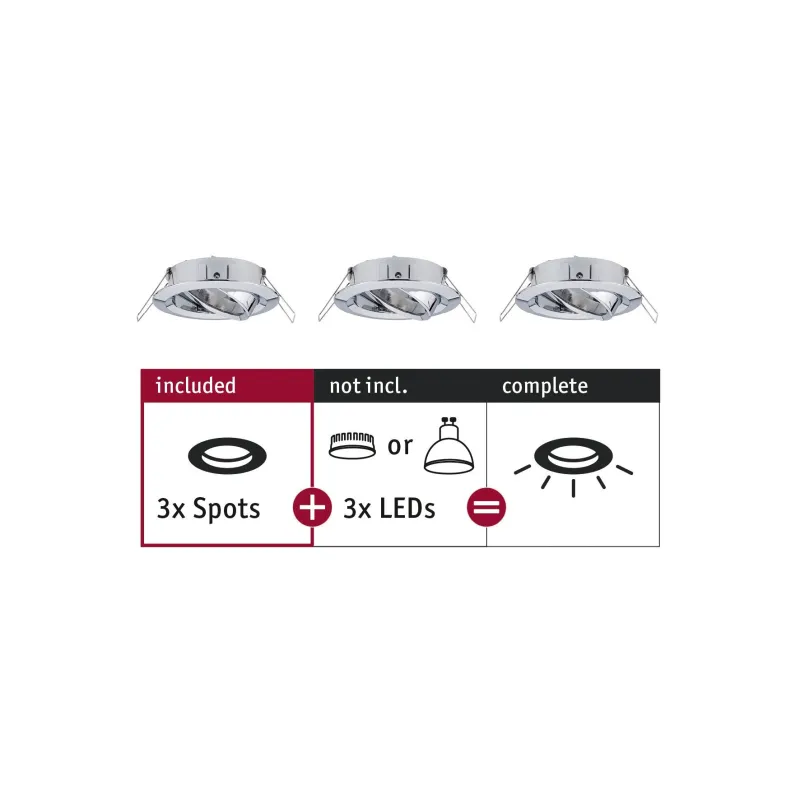 ENC Choose 3 spots orientables max 3x10W 230V 51mm Chrome alu - Pas...