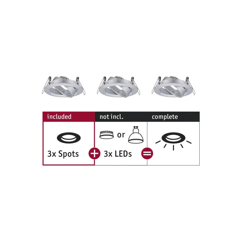 ENC Choose 3 spots orientables max. 3x10W 230V 51mm alu tourné alu ...