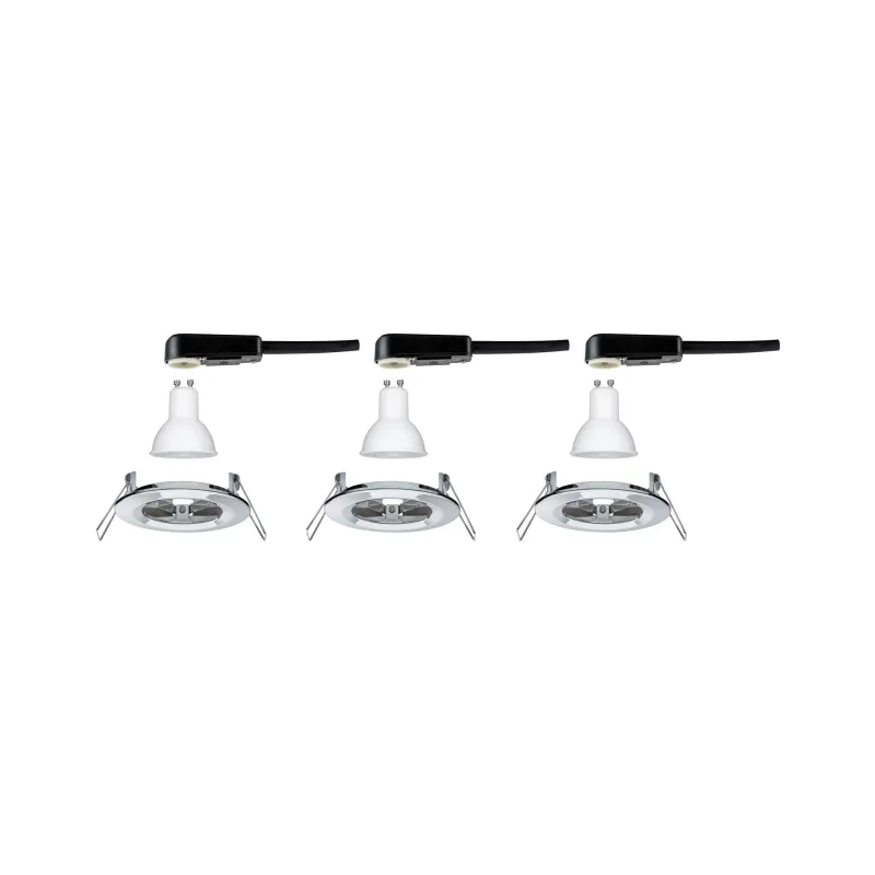 Kit enc Nova rd fixe LED IP44 3x6,5W 2700K 230 V GU10 51 mm chrome/...
