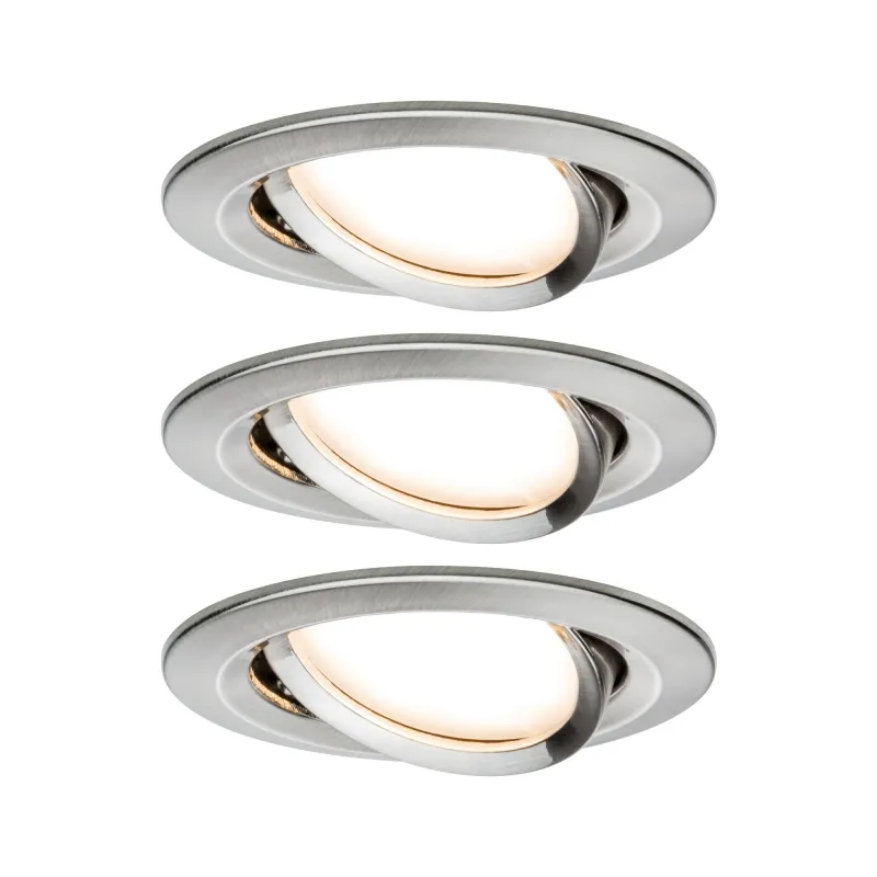 Kit enc Nova Coin rond orientable LED 3x6,5W 2700K 230V Acier bross...