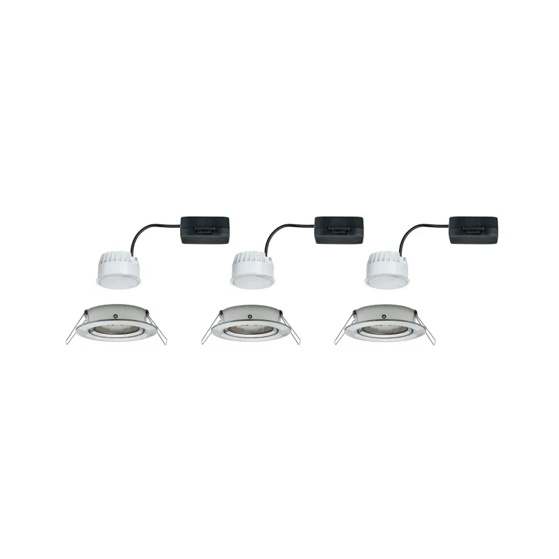 Kit enc Nova Coin rond orientable LED 3x6,5W 2700K 230V Acier bross...