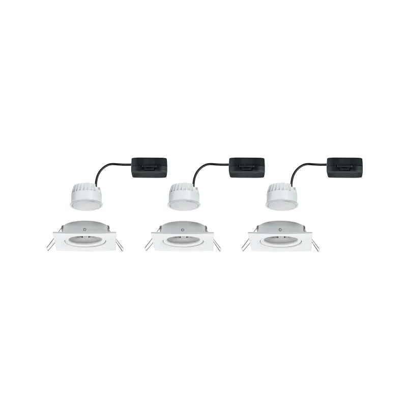 Kit enc Nova Coin carré orientable LED 3x6,5W 2700K 230V Blc dép/Al...