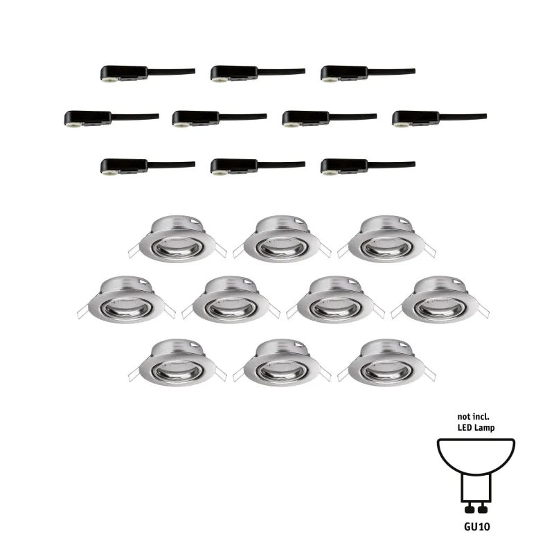 Base encastré orientable max10x10W GU10 230V 51mm acier brossé/méta...