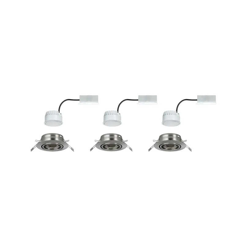 Enc Base Coin LED orientable 3x5W 230V 51mm Acier br./Métal - Pas cher