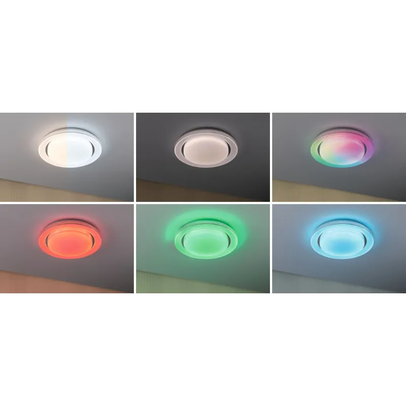 Applique/plafonnier Rainbow Dynamic RGB Tunable White 350mm Blanc/Chrome 230V Synthétique/Métal