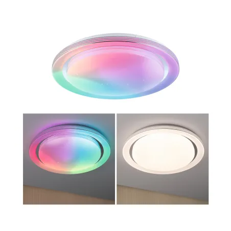 Applique/plafonnier Rainbow Dynamic RGB Tunable White 450mm Blanc/Chrome 230V Synthétique/Métal
