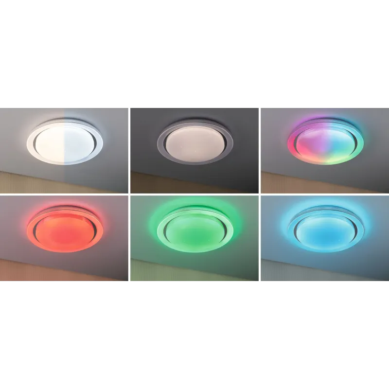 Applique/plafonnier Rainbow Dynamic RGB Tunable White 450mm Blanc/Chrome 230V Synthétique/Métal