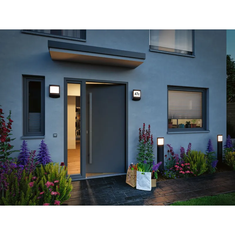 Borne lumineuse ext 230V Padea 3000K Détecteur de mvt IP44 10W anthracite