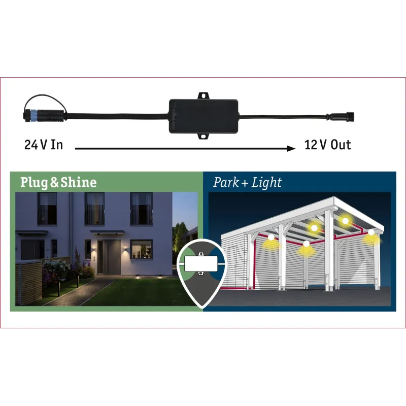 Adaptateur ext Park + Light 24V-12V IP67 24V Plug+Shine