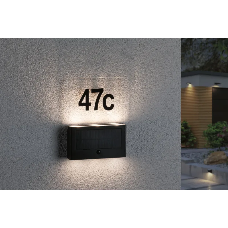 Numéro de maison extérieur solaire Neda IP44 3000K PIR Anthracite